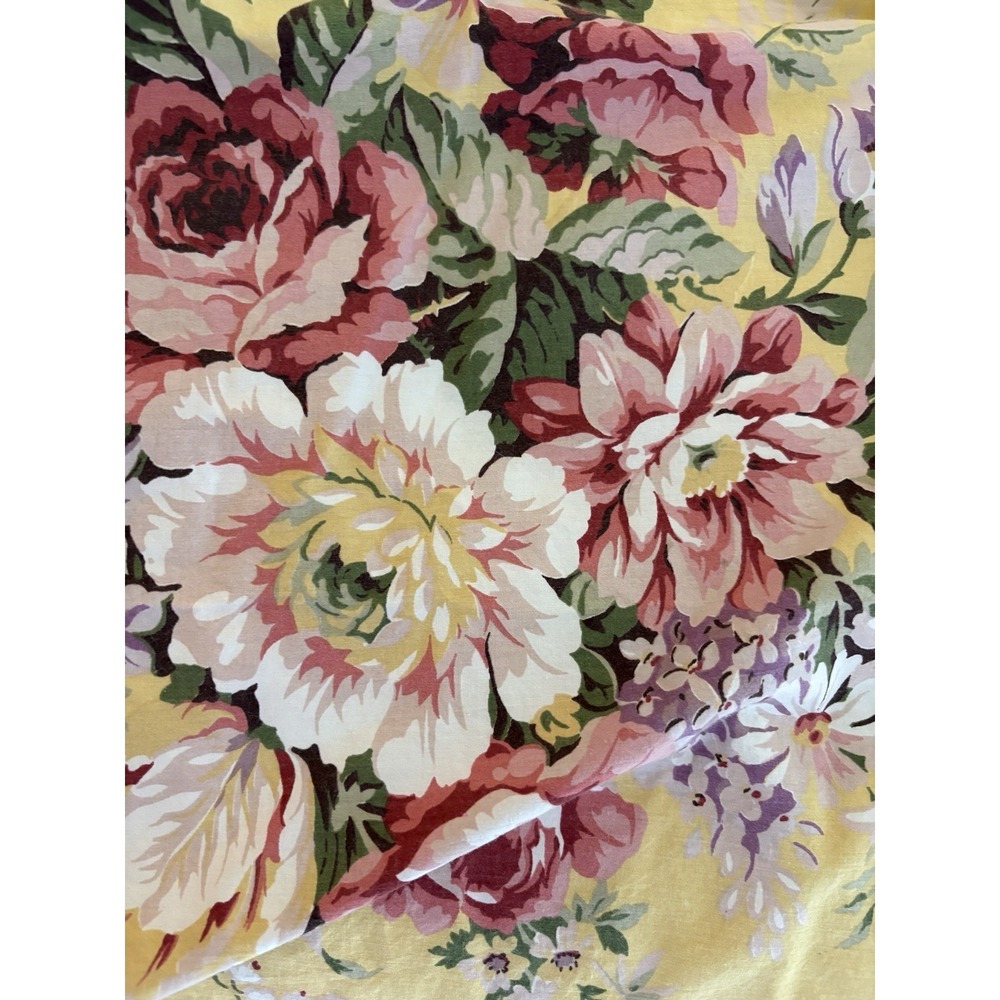 Ralph Lauren Sophie Brooke Full‎ Flat Sheet Yellow Floral Cottage Roses